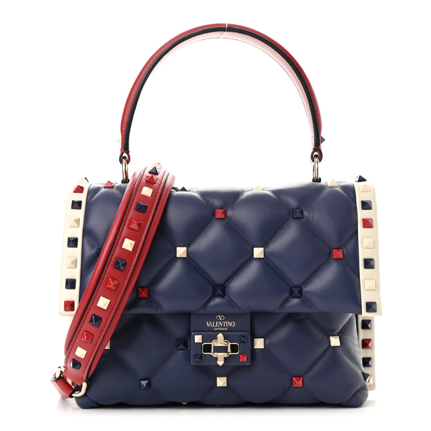 Nappa Medium Candystud Top Handle Bag Navy