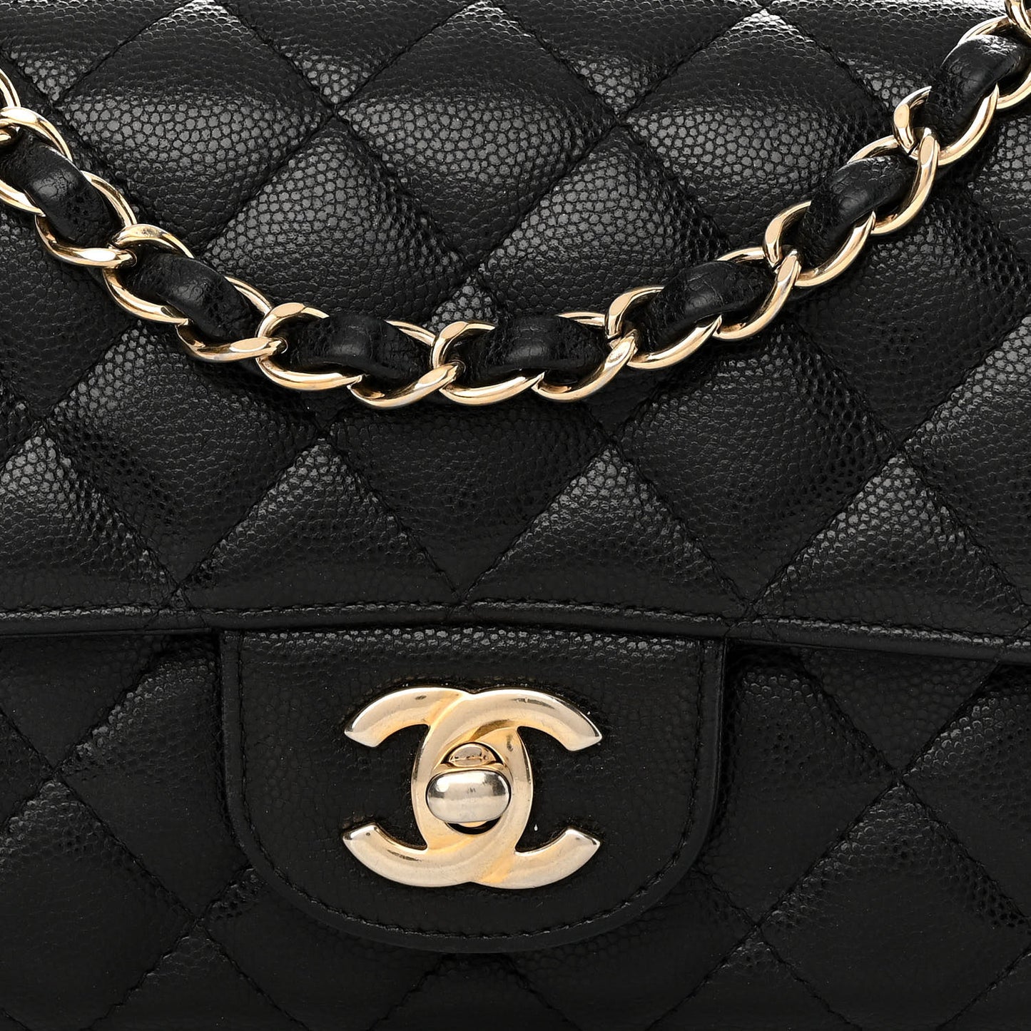 Caviar Quilted Mini Rectangular Flap Black