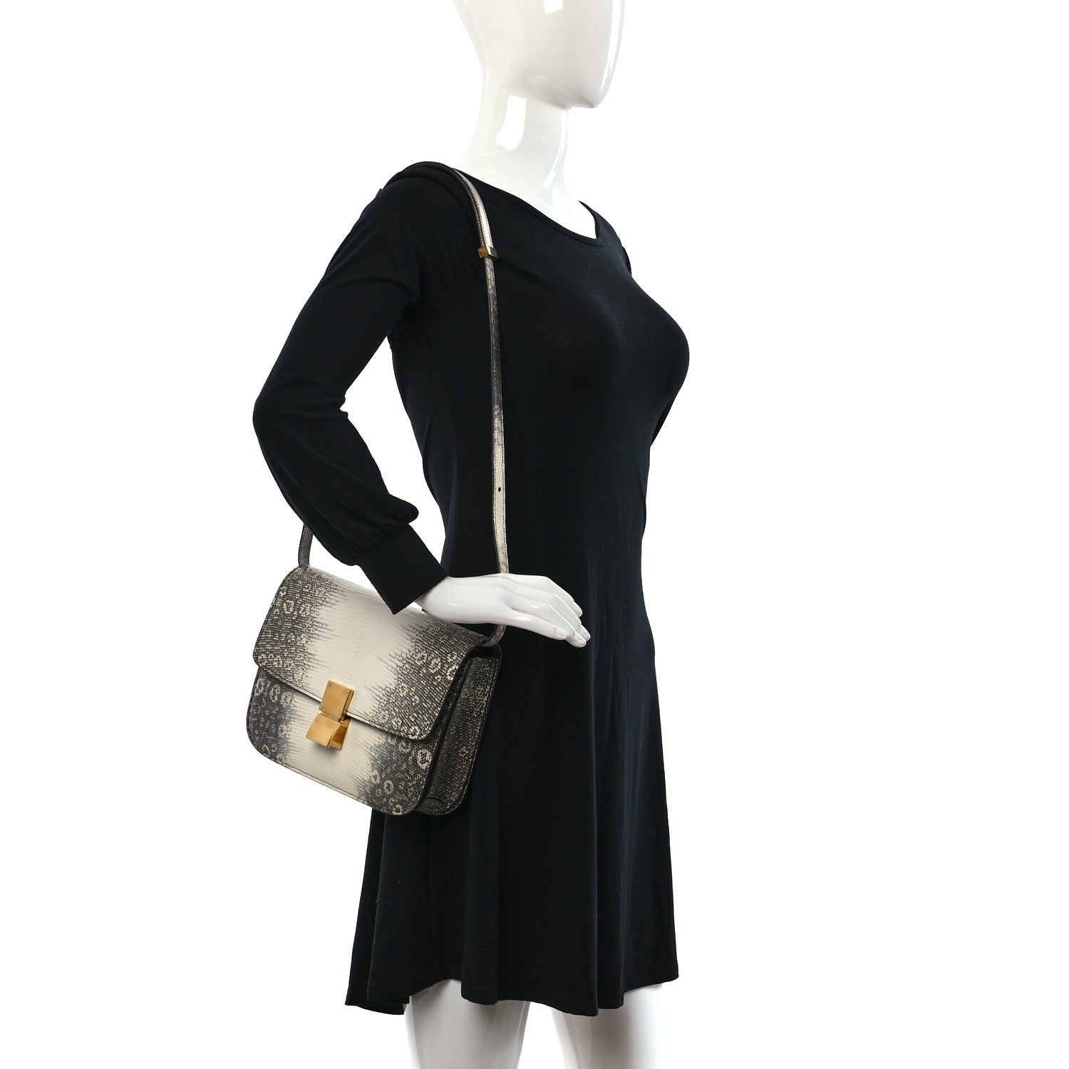Celine Lizard Medium Classic Box Flap Bag Natural 2 of 10