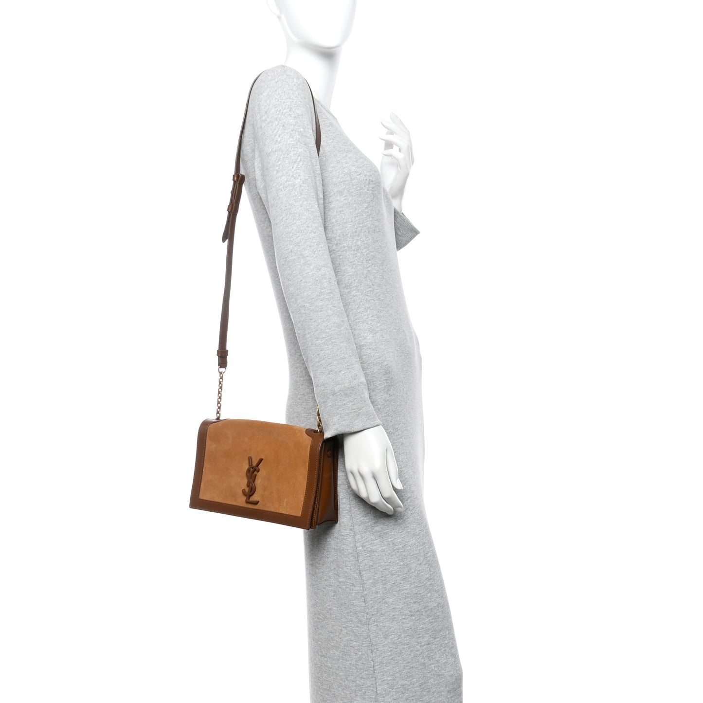 Suede Monogram Book Bag Brown