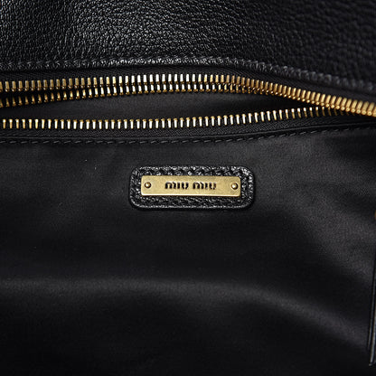 Miu Miu Goatskin Madras Tote Black 6 of 10