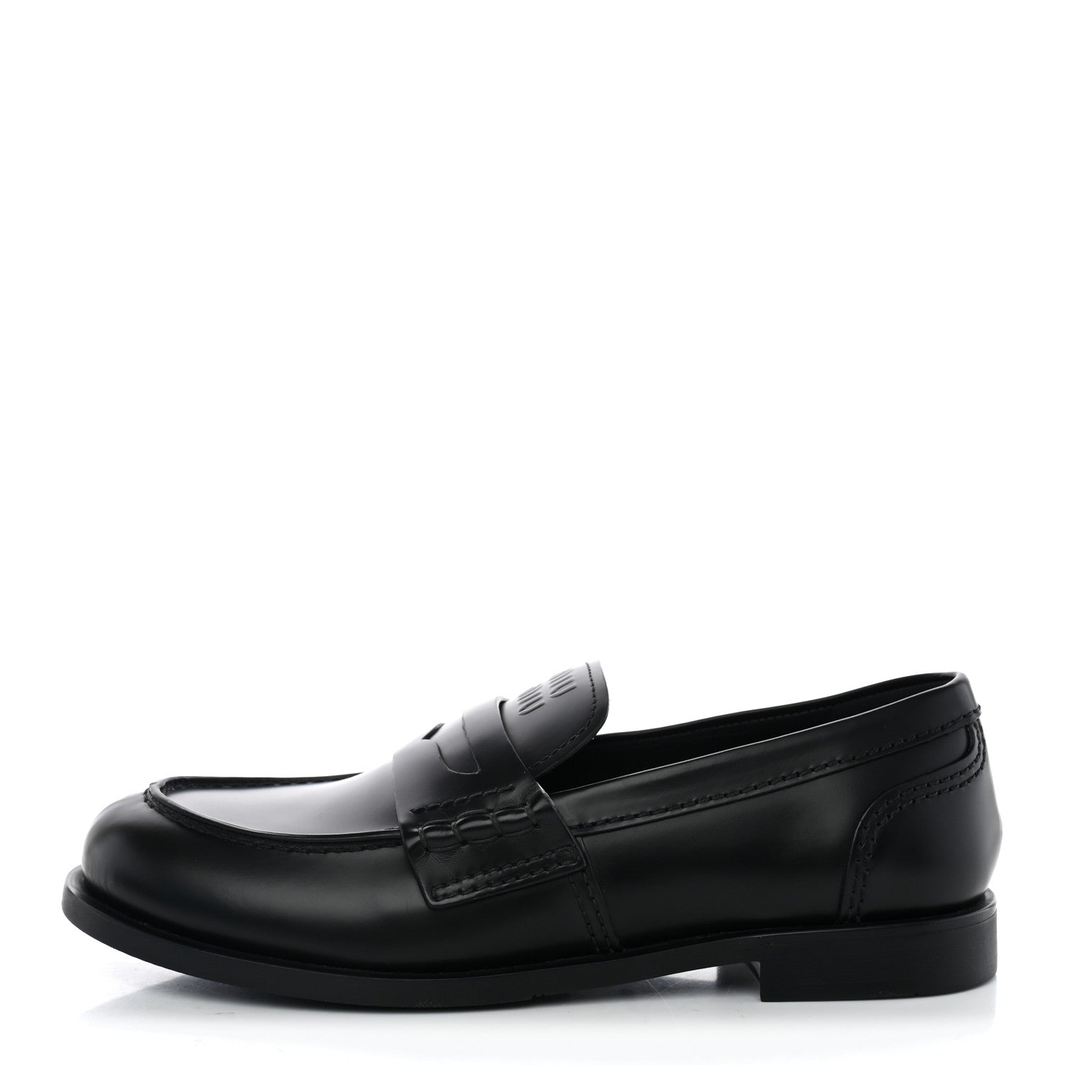 Miu Miu Spazzolato Penny Loafers 38 Black 1 of 10