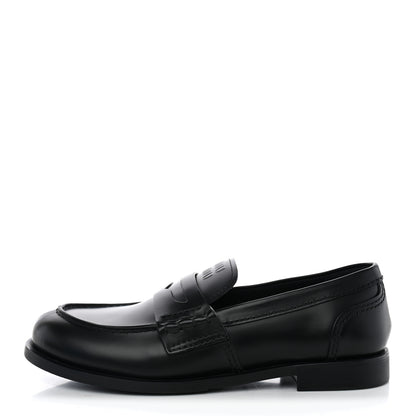 Miu Miu Spazzolato Penny Loafers 38 Black 1 of 10