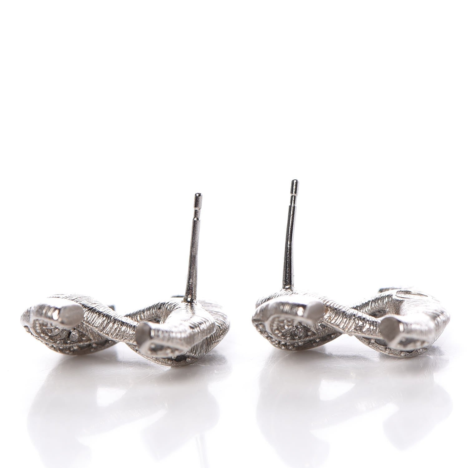 Chanel Crystal CC Earrings Silver 4 of 6