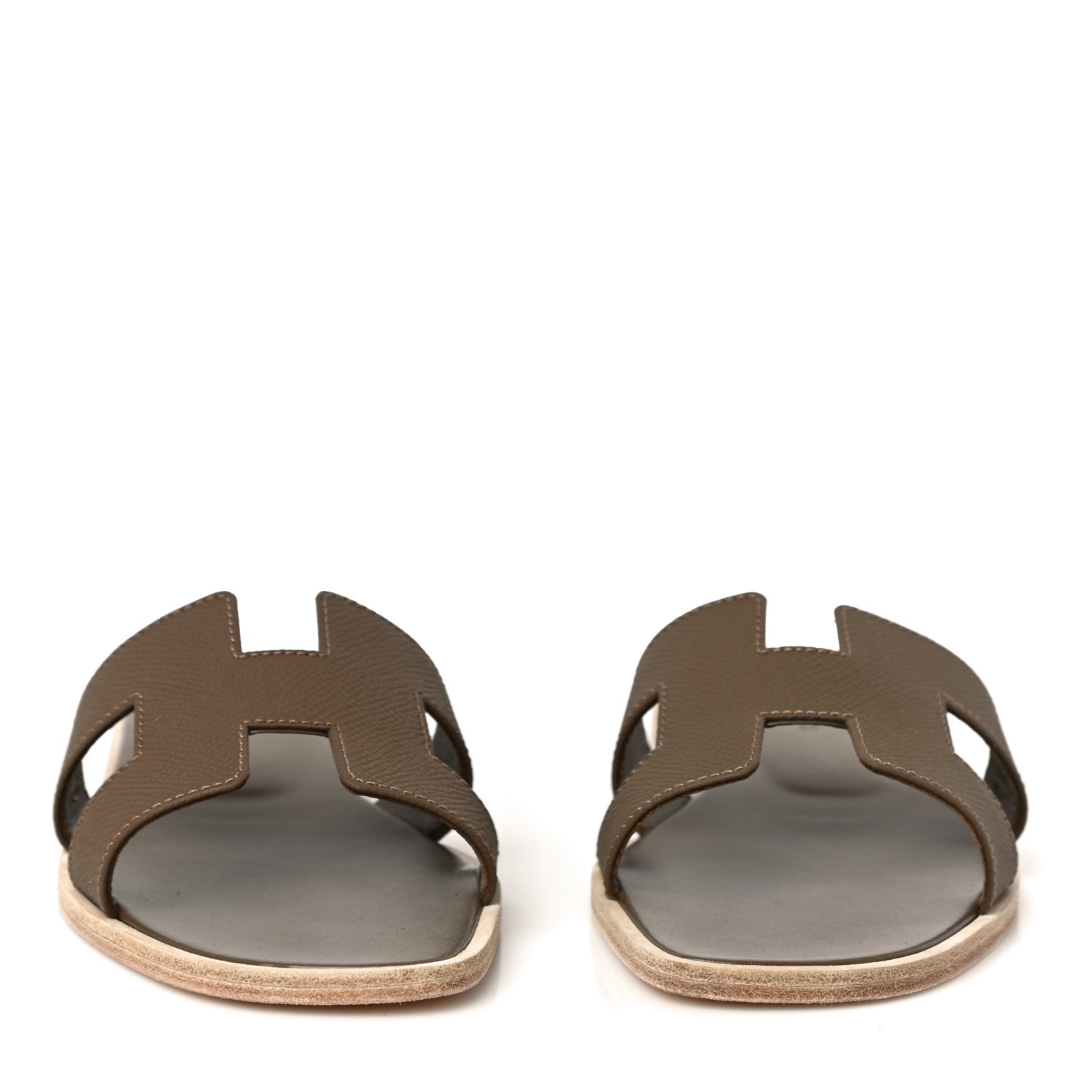 Hermes Epsom Oran Sandals 37 Etoupe 2 of 10