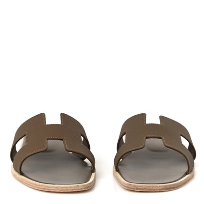 Hermes Epsom Oran Sandals 37 Etoupe 2 of 10
