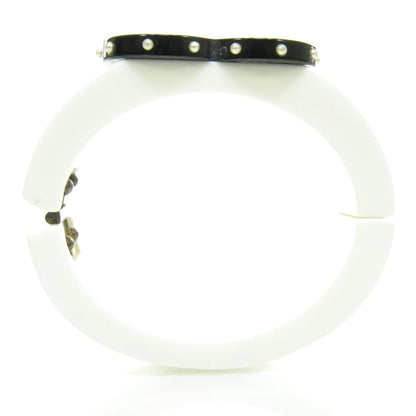 Chanel Resin CC Pearl Heart Wide Bracelet White 4 of 5