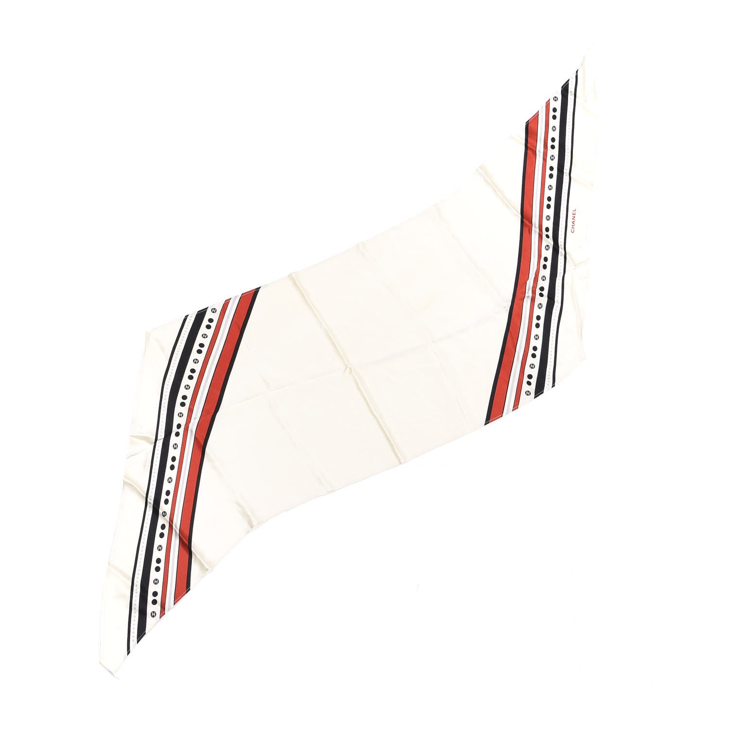 Chanel Silk Striped Scarf White Multicolor 1 of 7
