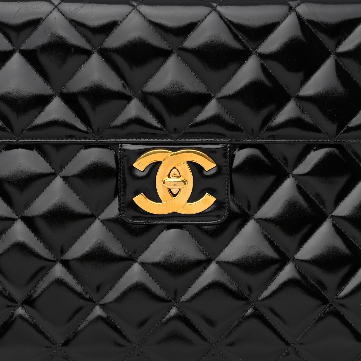 Chanel Patent Quilted Briefcase Laptop Bag Black 9 of 15