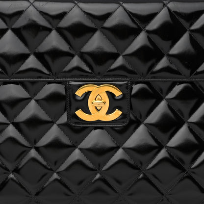 Chanel Patent Quilted Briefcase Laptop Bag Black 9 of 15