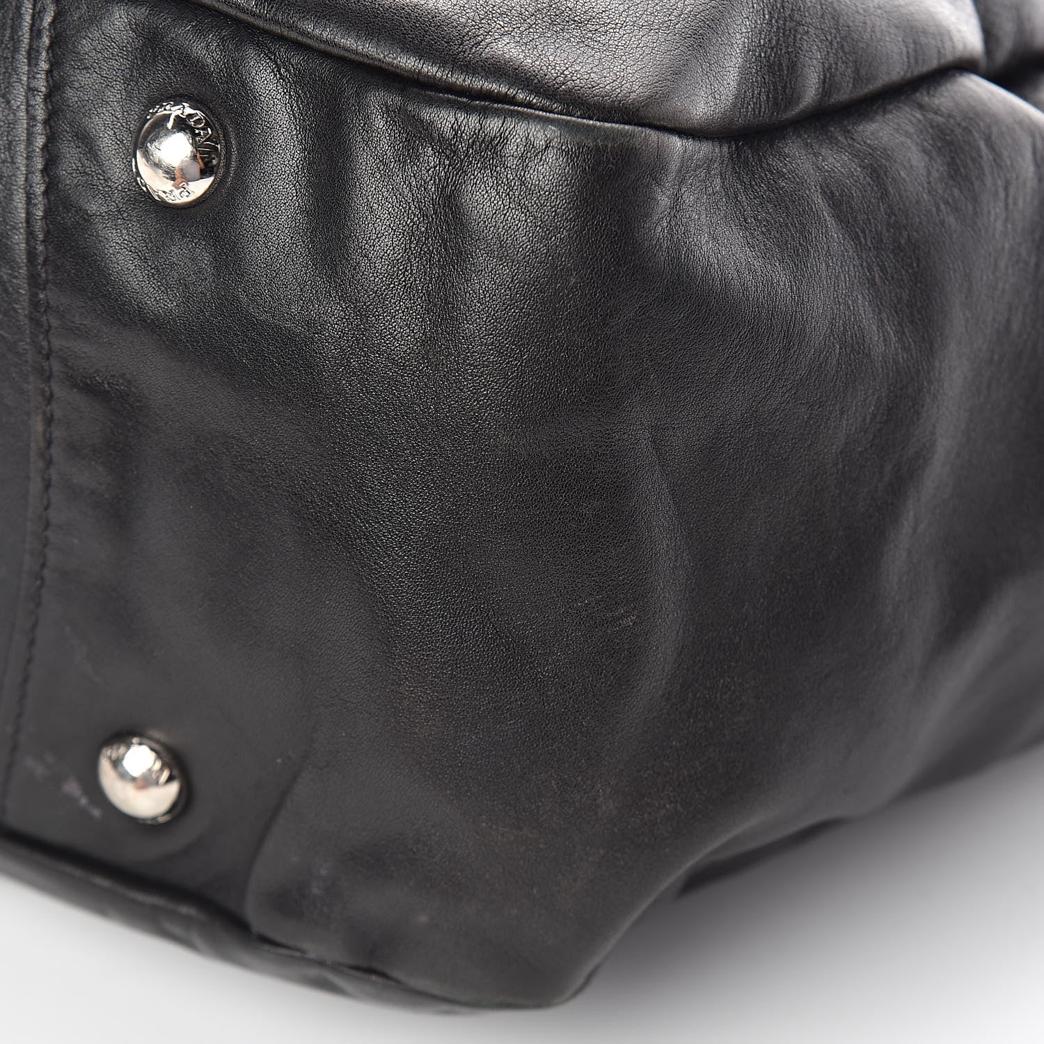 Prada Soft Calfskin Pleated Hobo Black 9 of 9