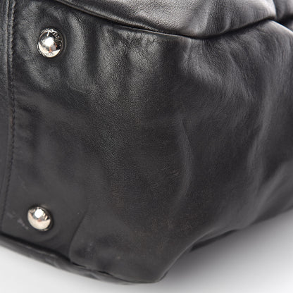 Prada Soft Calfskin Pleated Hobo Black 9 of 9