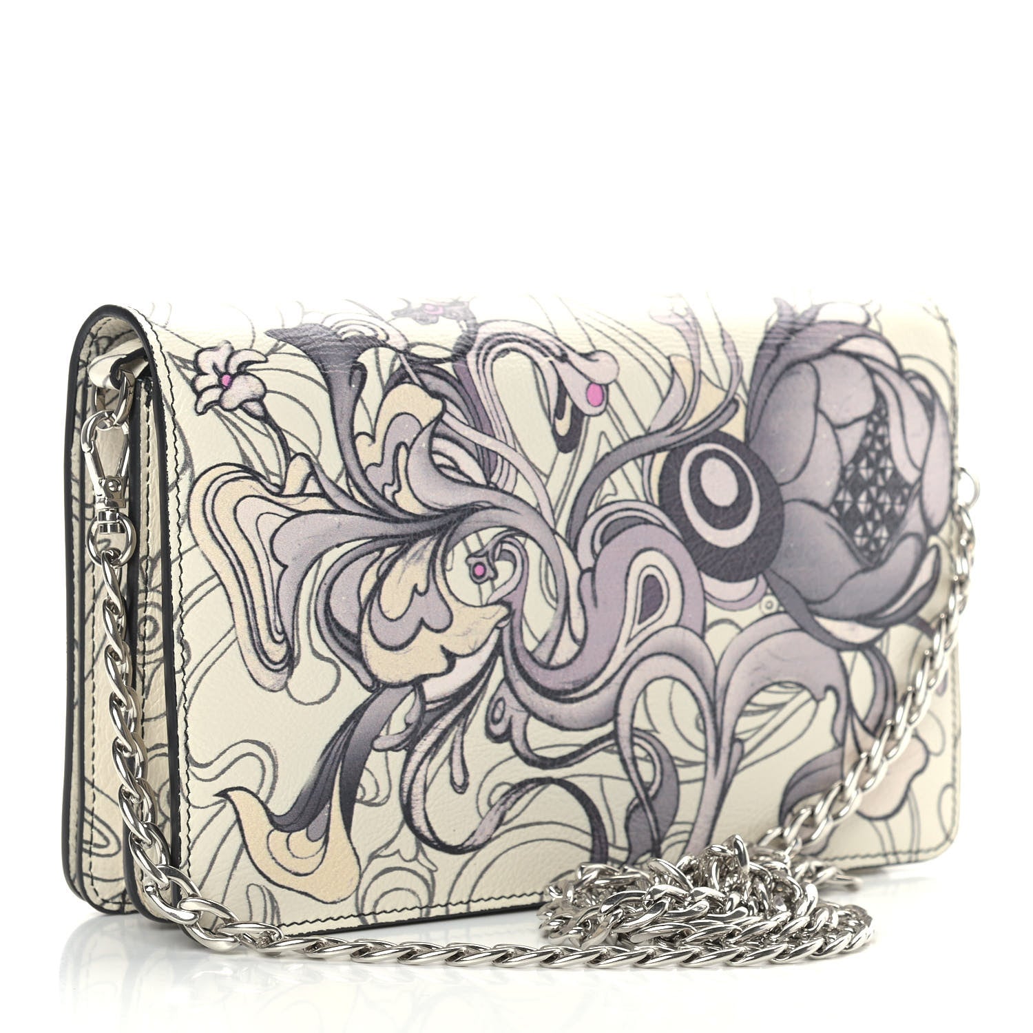 Prada X JAMES JEAN Glace Calfskin Rabbit Print Wallet On Chain Opaline 2 of 8