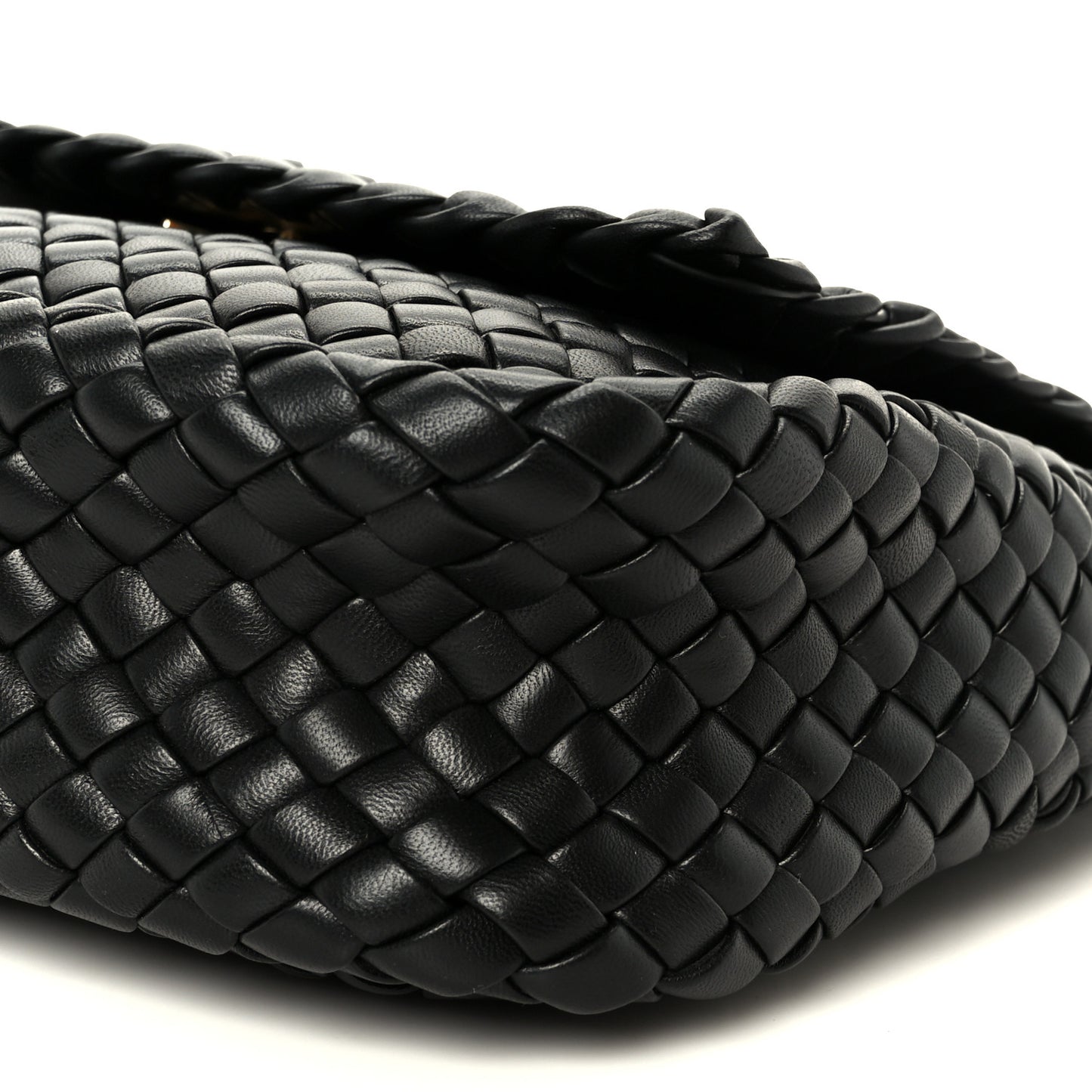 Nappa Intrecciato Small Cobble Messenger Bag Black