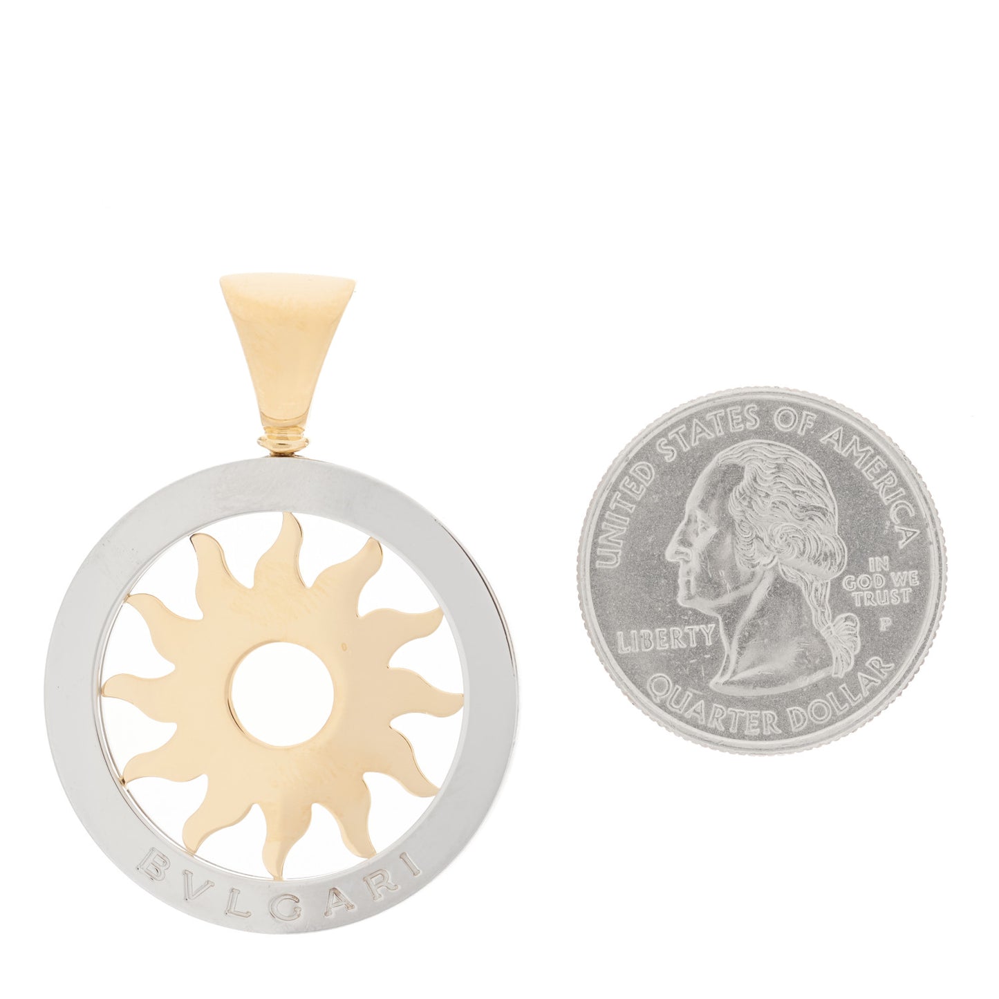 18K Yellow Gold Stainless Steel Tondo Sun Pendant