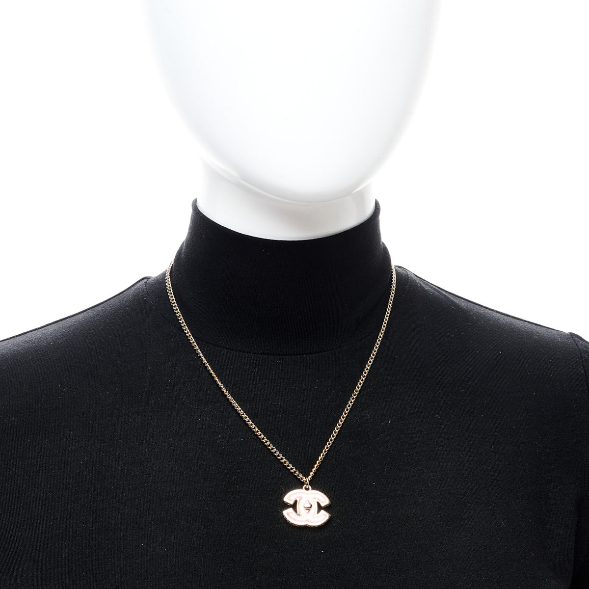 Chanel Metal Resin CC Turnlock Necklace Pink Gold 2 of 5