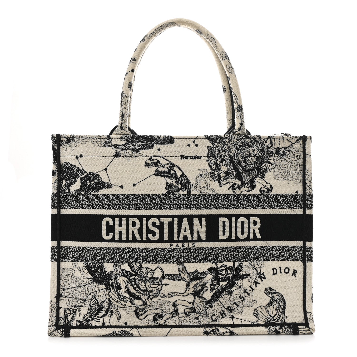 Christian Dior Canvas Zodiac Toile De Jouy Embroidered Medium Book Tote Latte 1 of 12