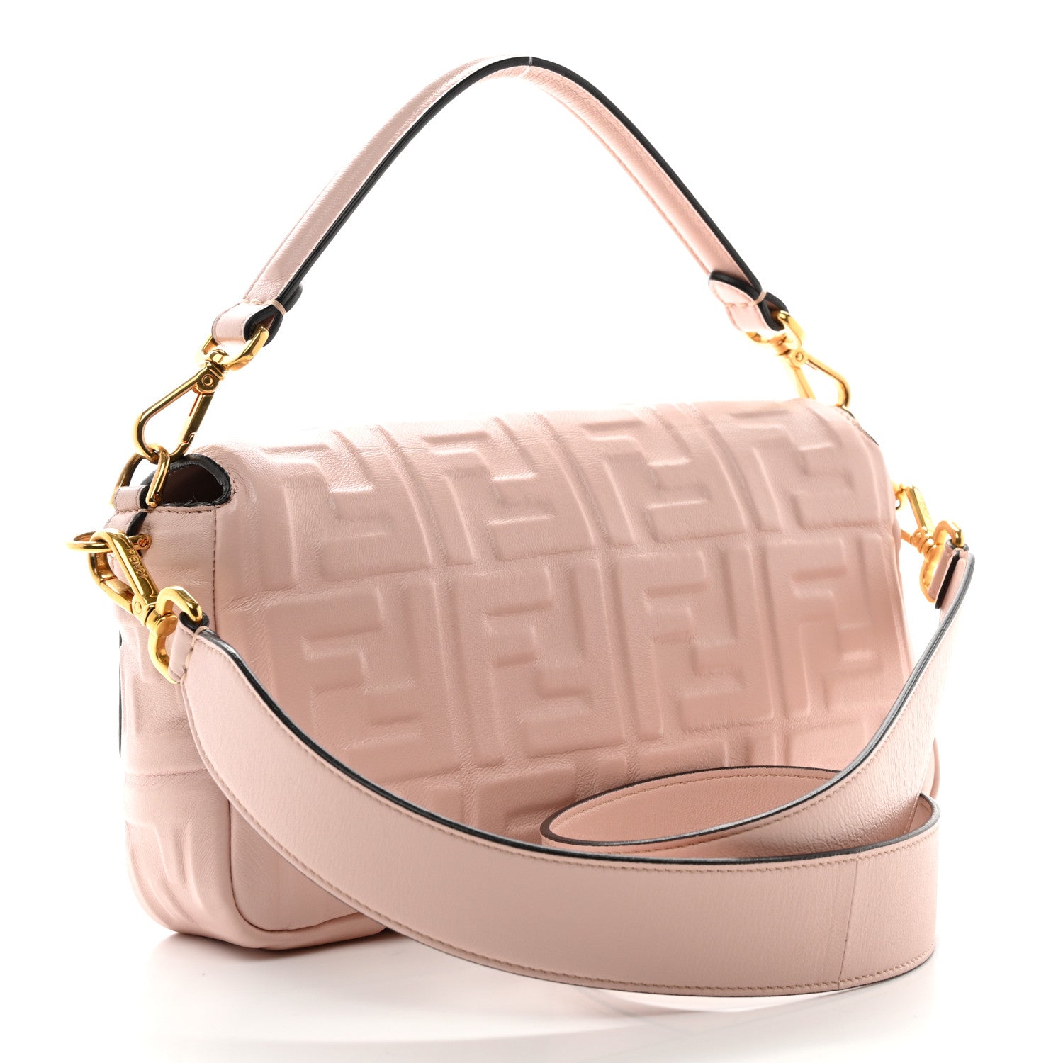 Fendi Nappa FF 1974 Embossed Baguette Rosa Quarzo 3 of 12
