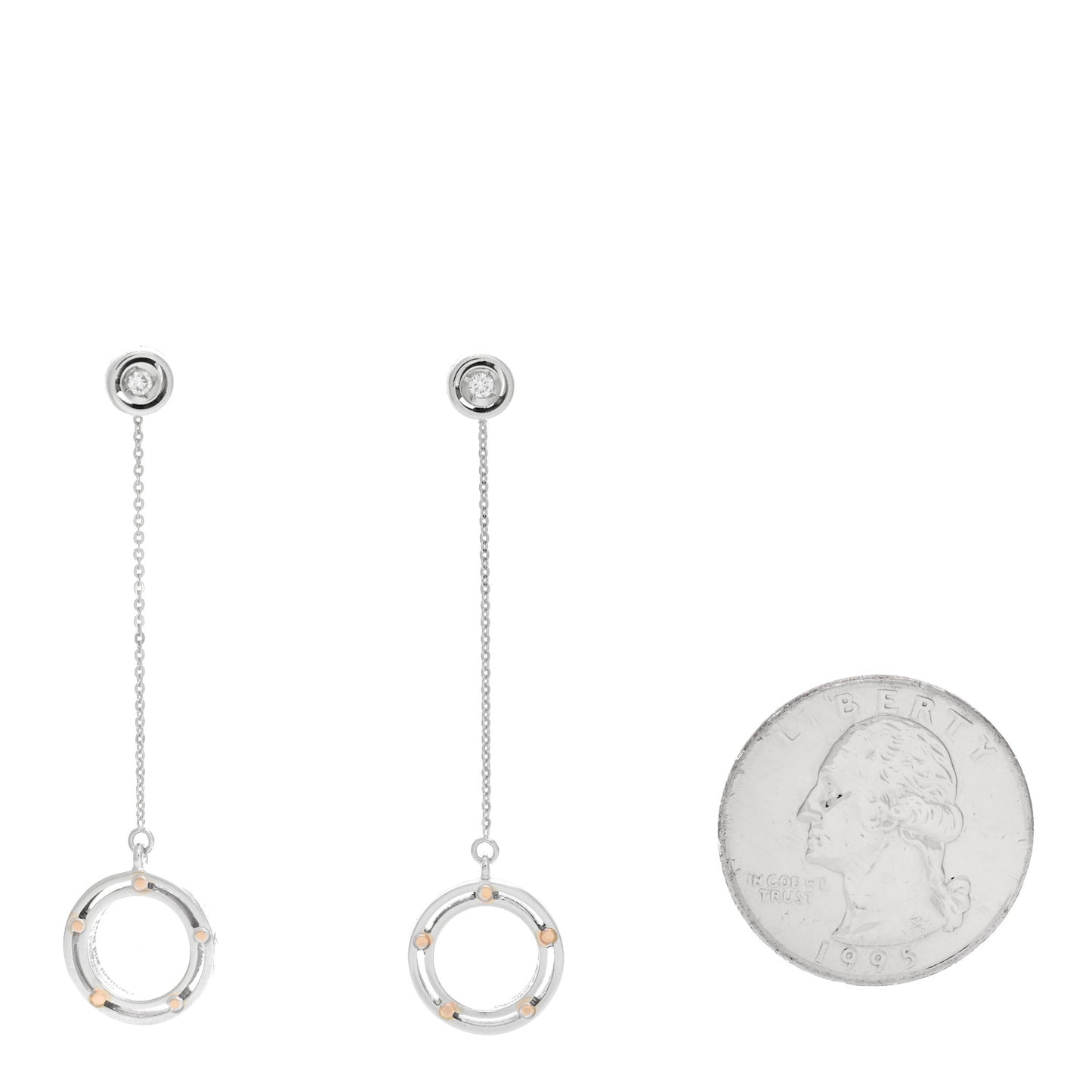 X BRAD PITT 18K White Yellow Gold Diamond D.Side Drop Earrings