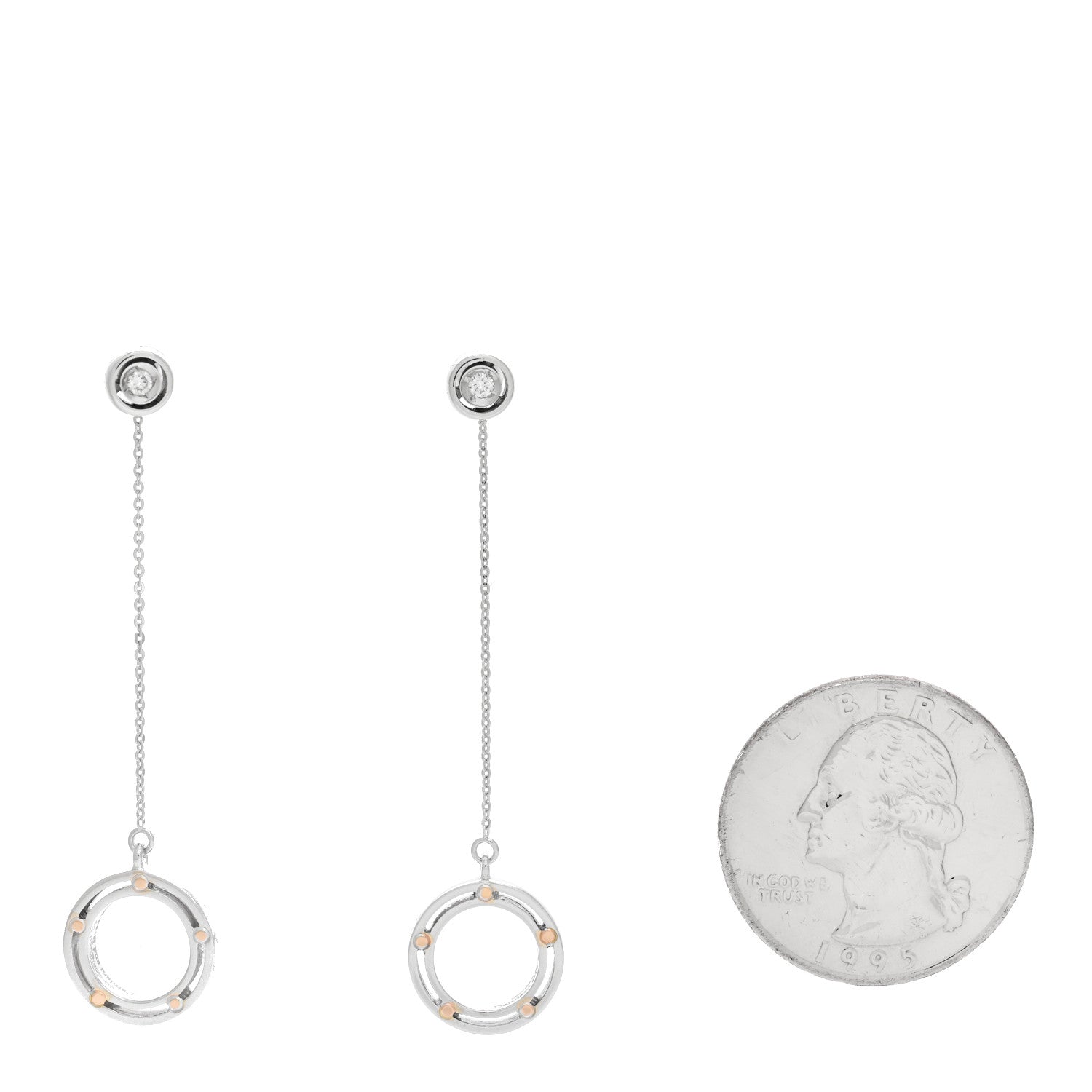 Damiani X BRAD PITT 18K White Yellow Gold Diamond D.Side Drop Earrings 2 of 5