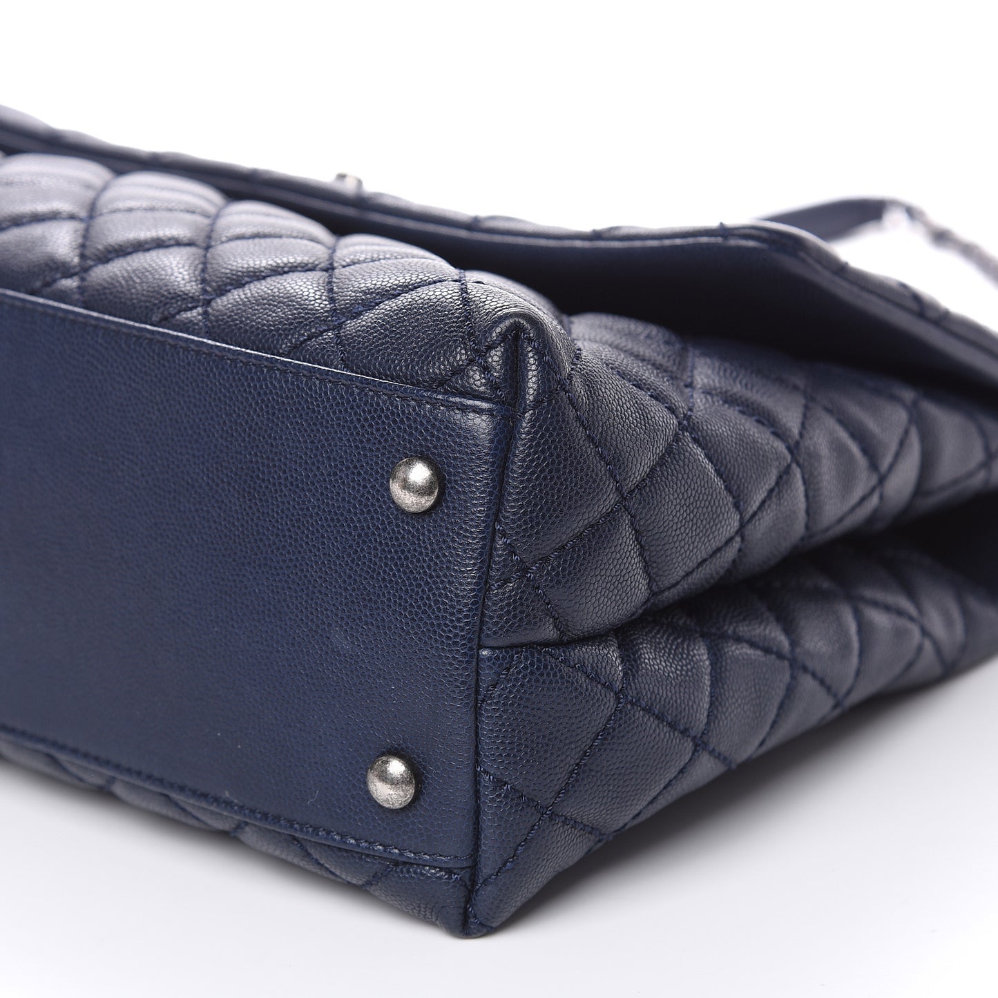 Caviar Quilted Medium Coco Handle Flap Navy Blue