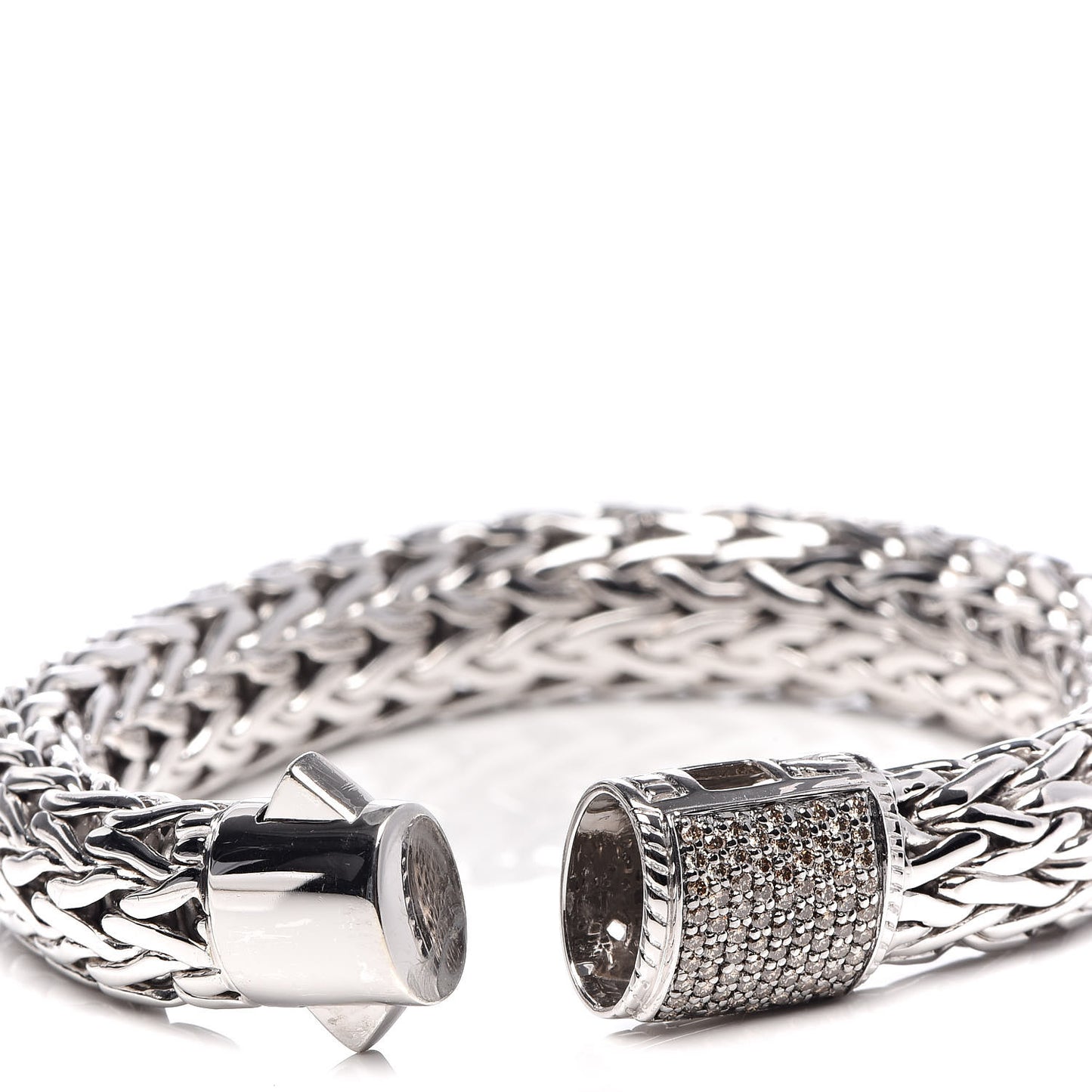 Sterling Silver Champagne Diamond 10.5mm Classic Chain Bracelet