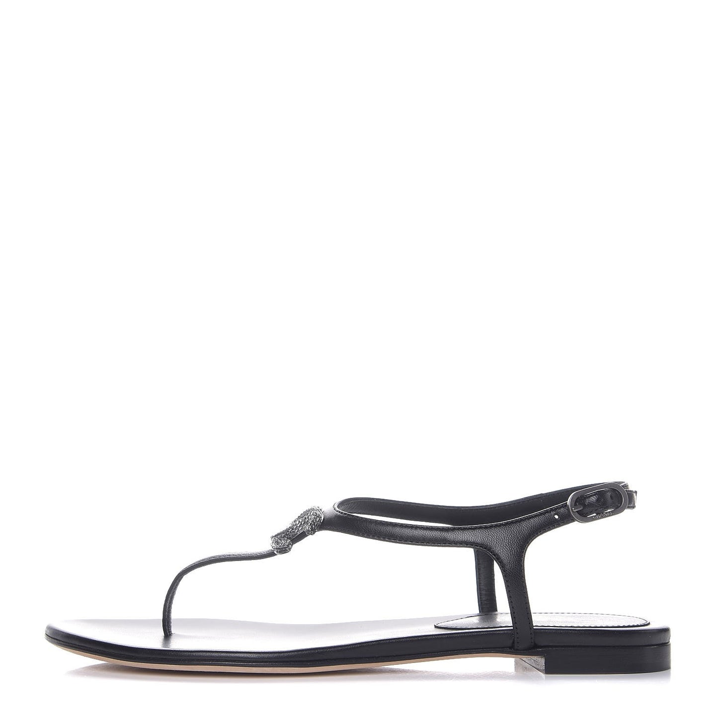 Lambskin Crystal CC Thong Sandals 37 Black