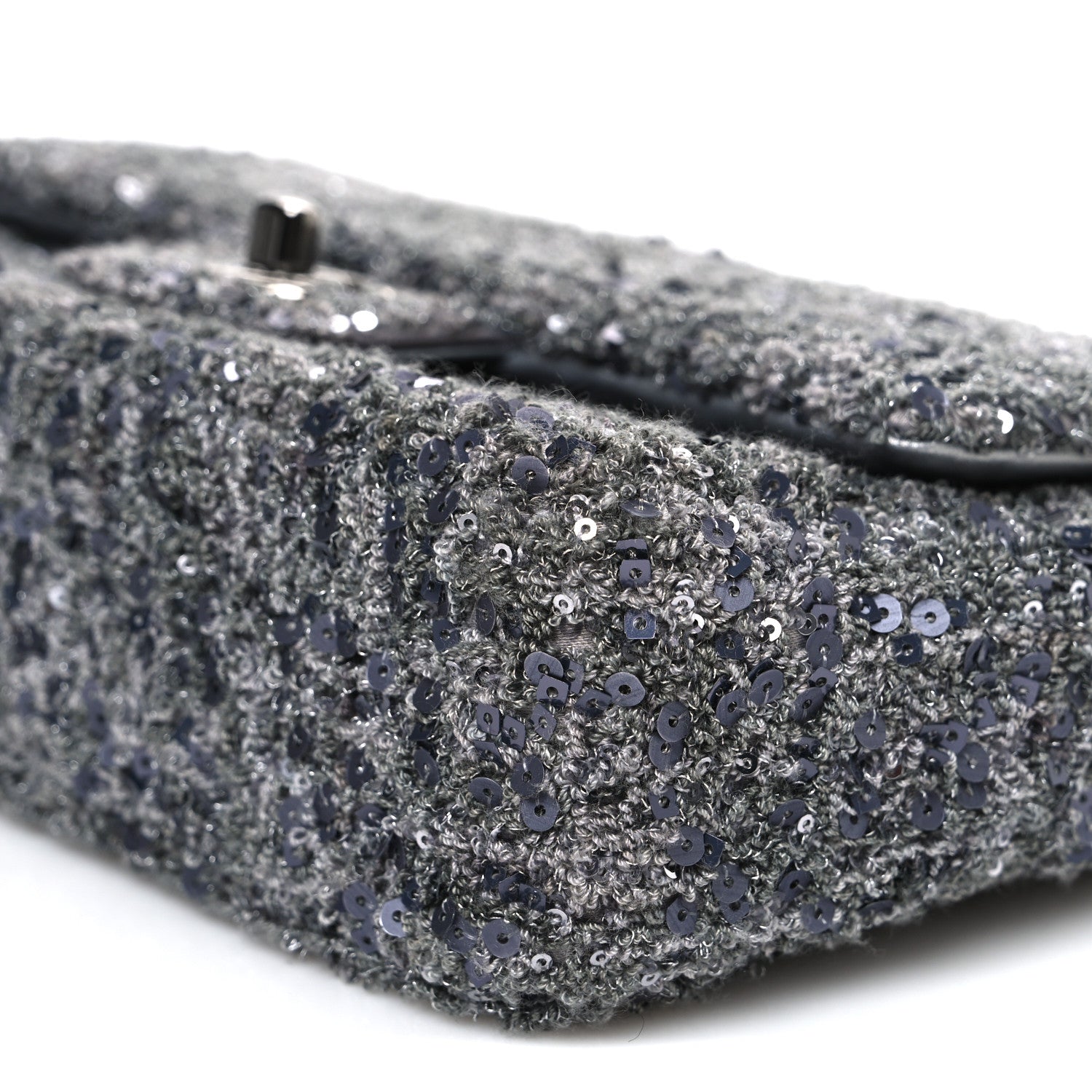 Chanel Sequin Quilted Small Single Flap Grey Dark Grey 10 of 10