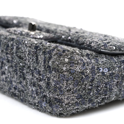 Chanel Sequin Quilted Small Single Flap Grey Dark Grey 10 of 10
