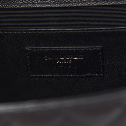 Saint Laurent Grain De Poudre Textured Mixed Matelasse Triquilt Medium Monogram Satchel Black 6 of 8