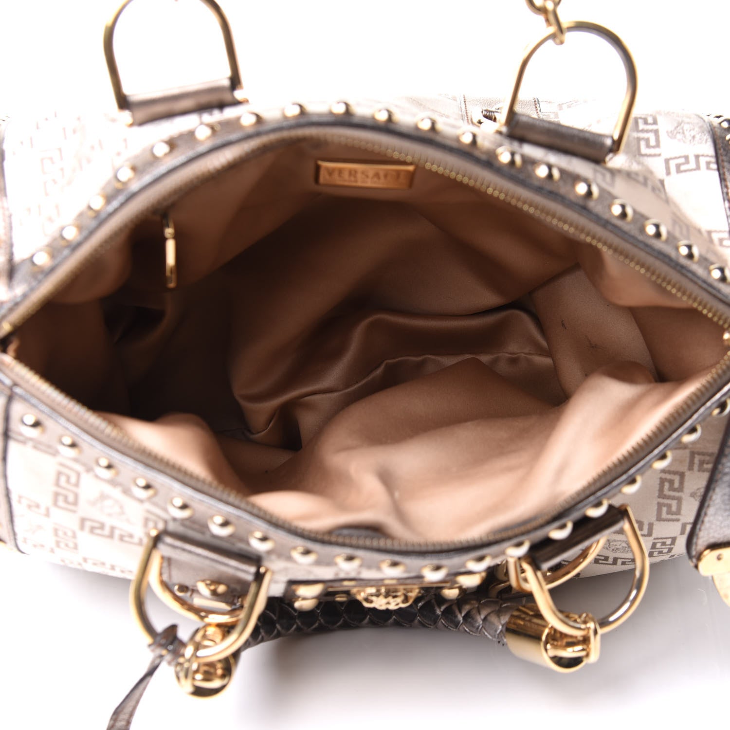 Versace Metallic Calfskin Snap Out Of It Bag Bronze 5 of 28