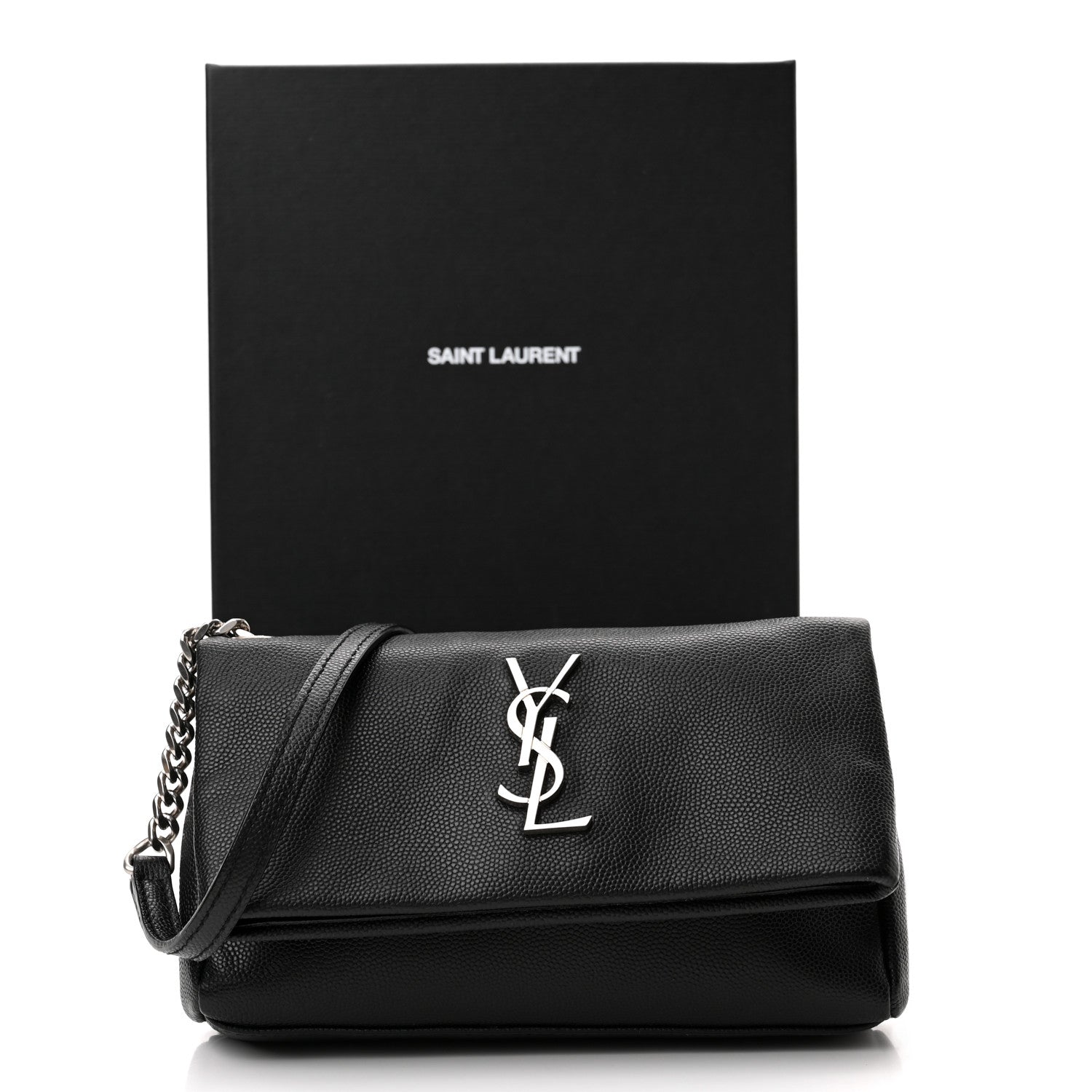 Saint Laurent Grain De Poudre Monogram Toy West Hollywood Fold-Over Bag Black 10 of 10