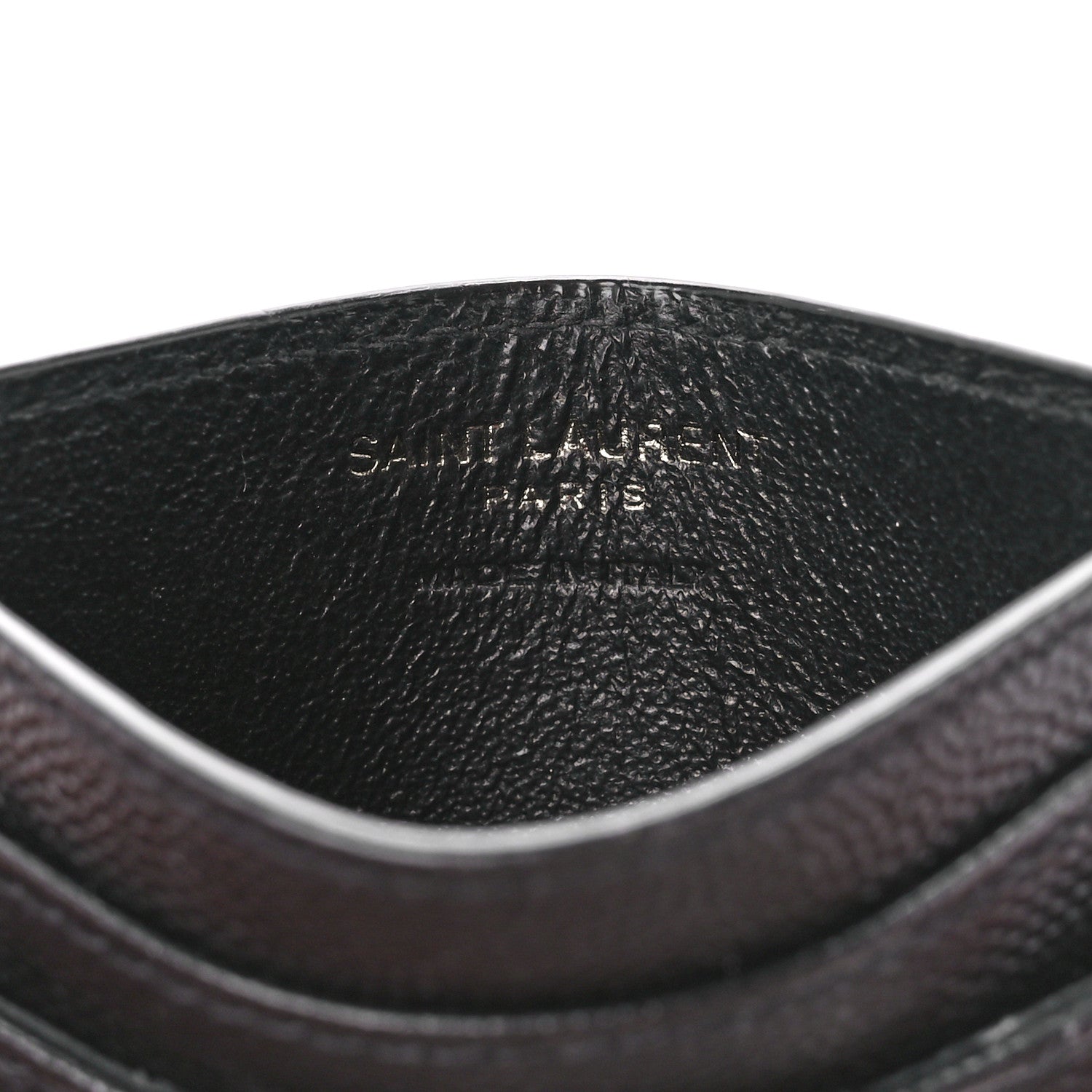 Saint Laurent Grain De Poudre Matelasse Chevron Monochrome Monogram Credit Card Case Black 6 of 10