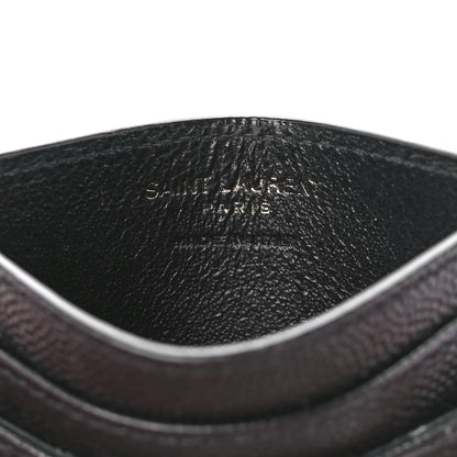 Saint Laurent Grain De Poudre Matelasse Chevron Monochrome Monogram Credit Card Case Black 6 of 10