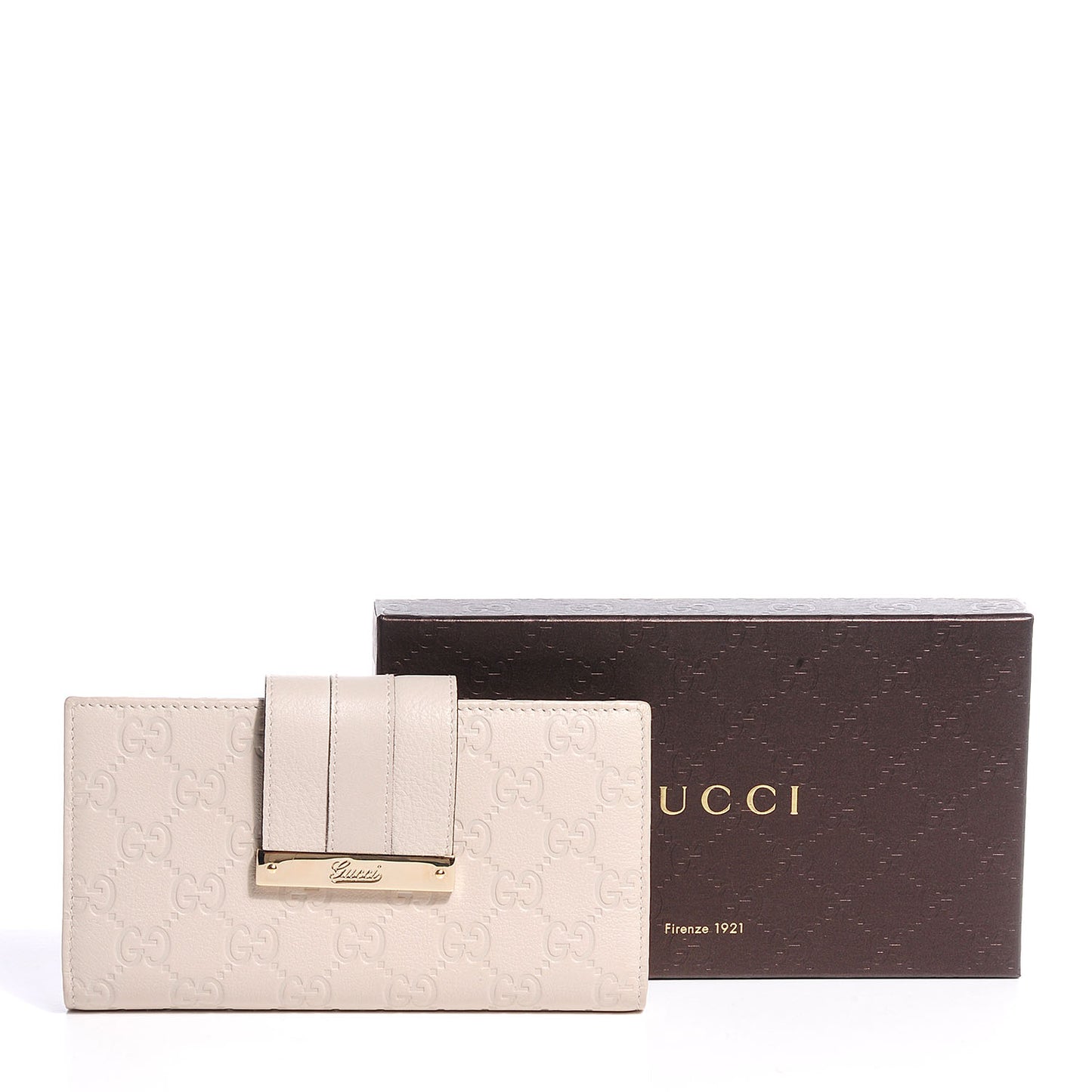 Guccissima Ladies Web Long Wallet Off White