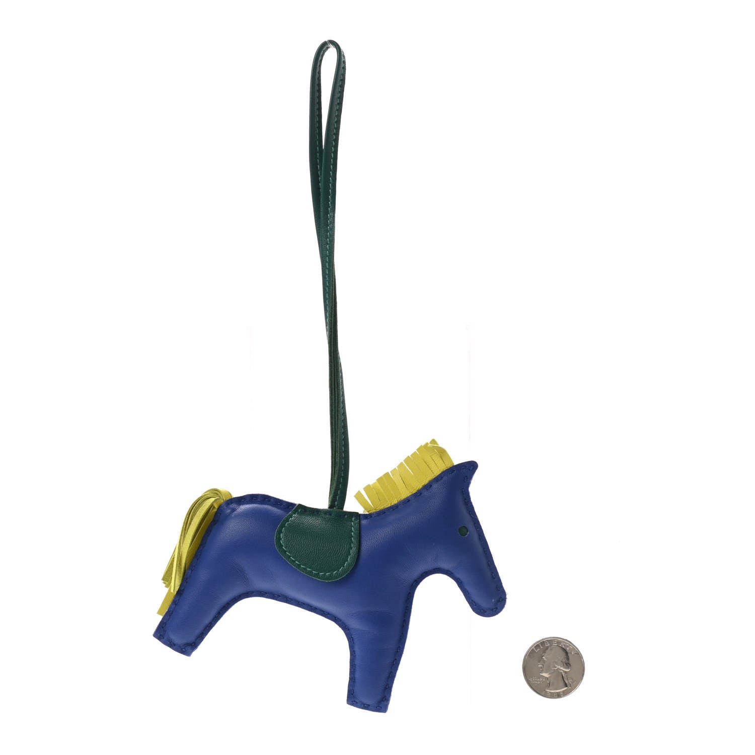 Hermes Milo Lambskin Grigri Rodeo Horse Bag Charm MM Bleu Electrique Lime Vert Fonce 2 of 4