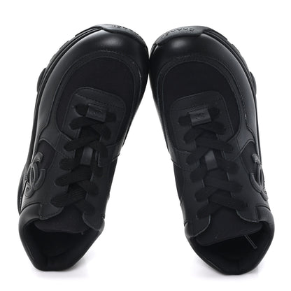 Chanel Lambskin Fabric CC Sneakers 39 Black 2 of 9