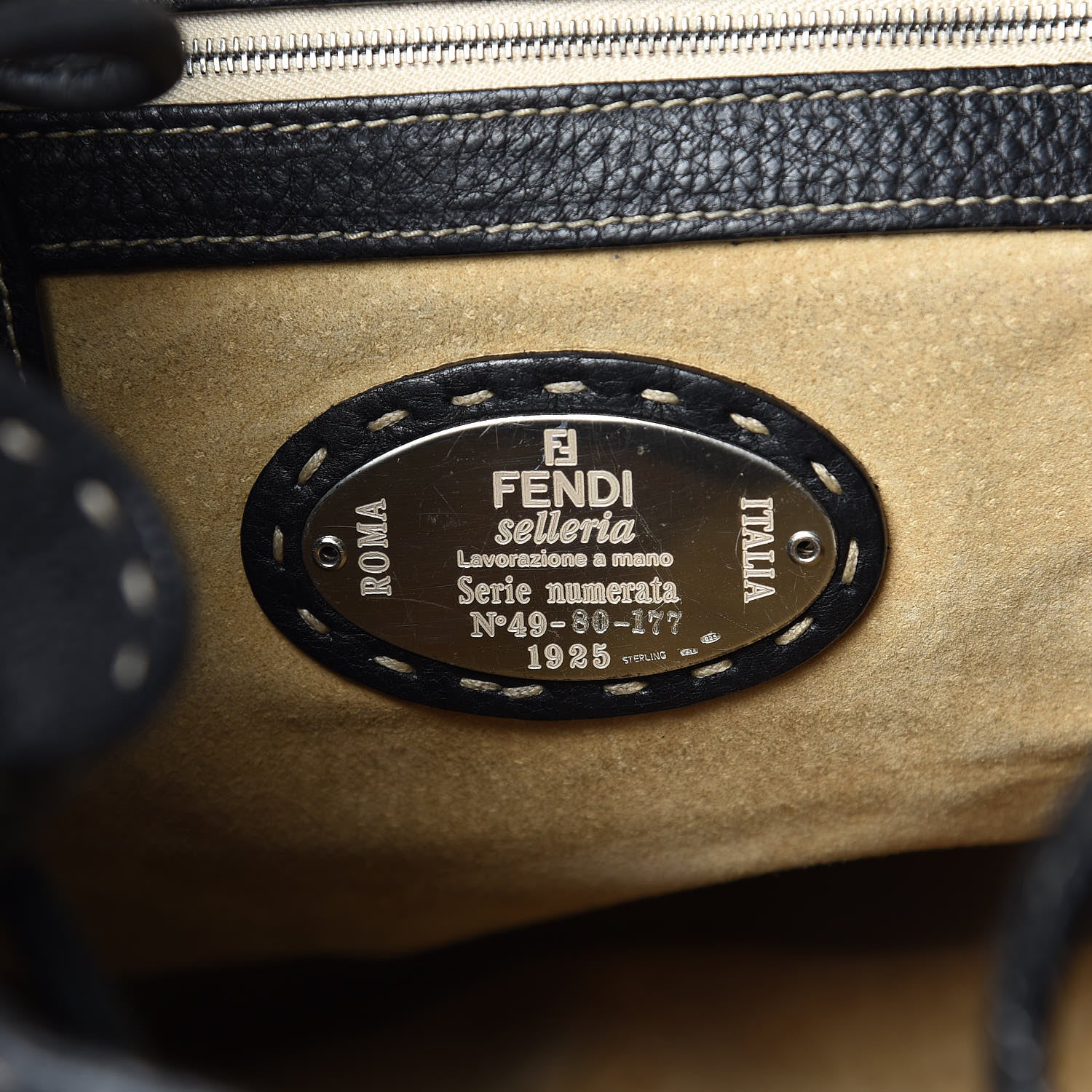 Fendi Calfskin Romano Selleria Backpack Black 6 of 15