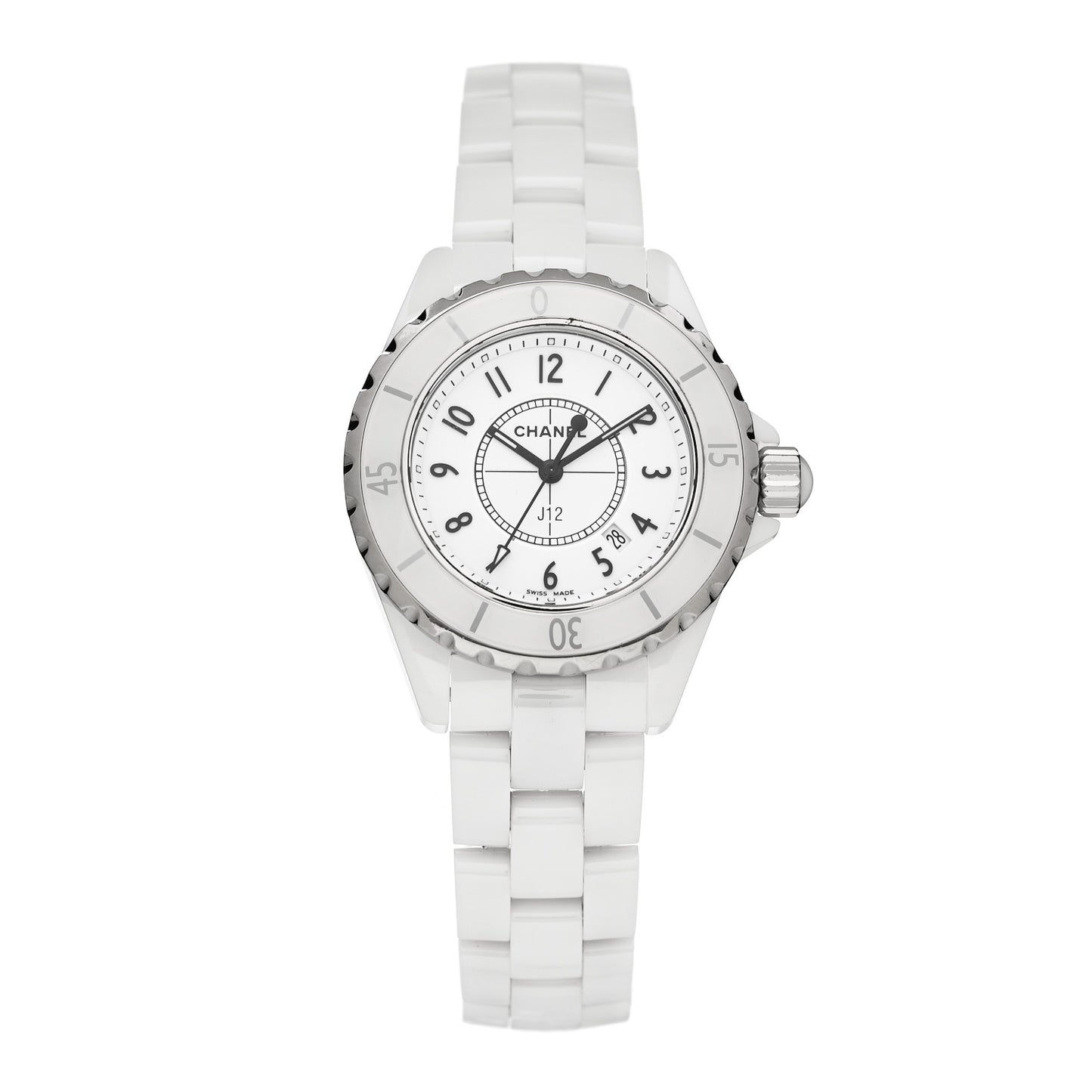 Stainless Steel Ceramic 33mm J12 Quartz Watch White