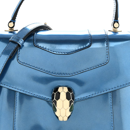 Bulgari Metallic Calfskin Serpenti Forever Top Handle Blue 8 of 15