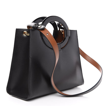 Fendi Vitello Liberty Plexiglass Stamp Patch Perforated Small Runaway Shopper Tote Black 2 of 8