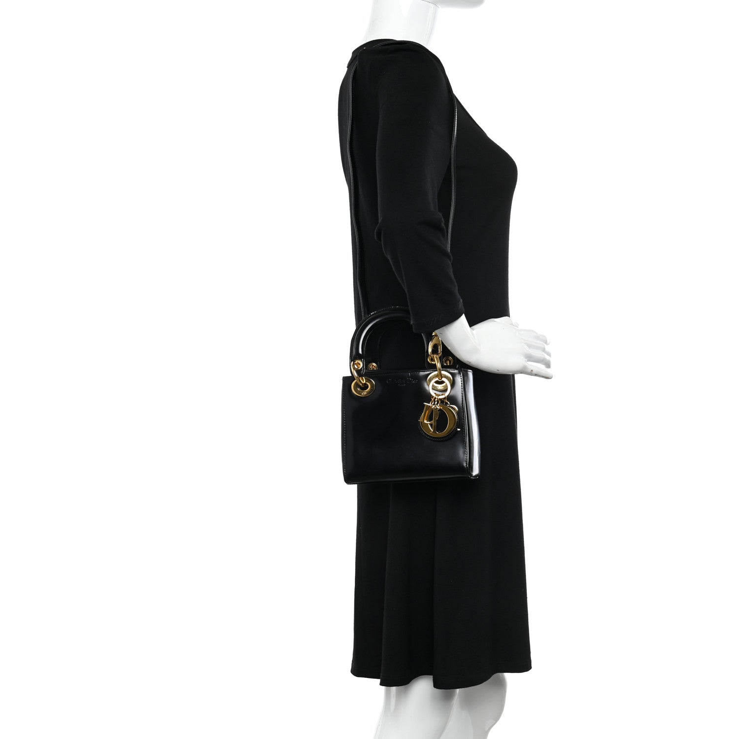 Christian Dior Glazed Calfskin Mini Lady Dior Black 2 of 14