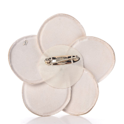 Chanel Lambskin Grosgrain Camellia Brooch Black White 3 of 5