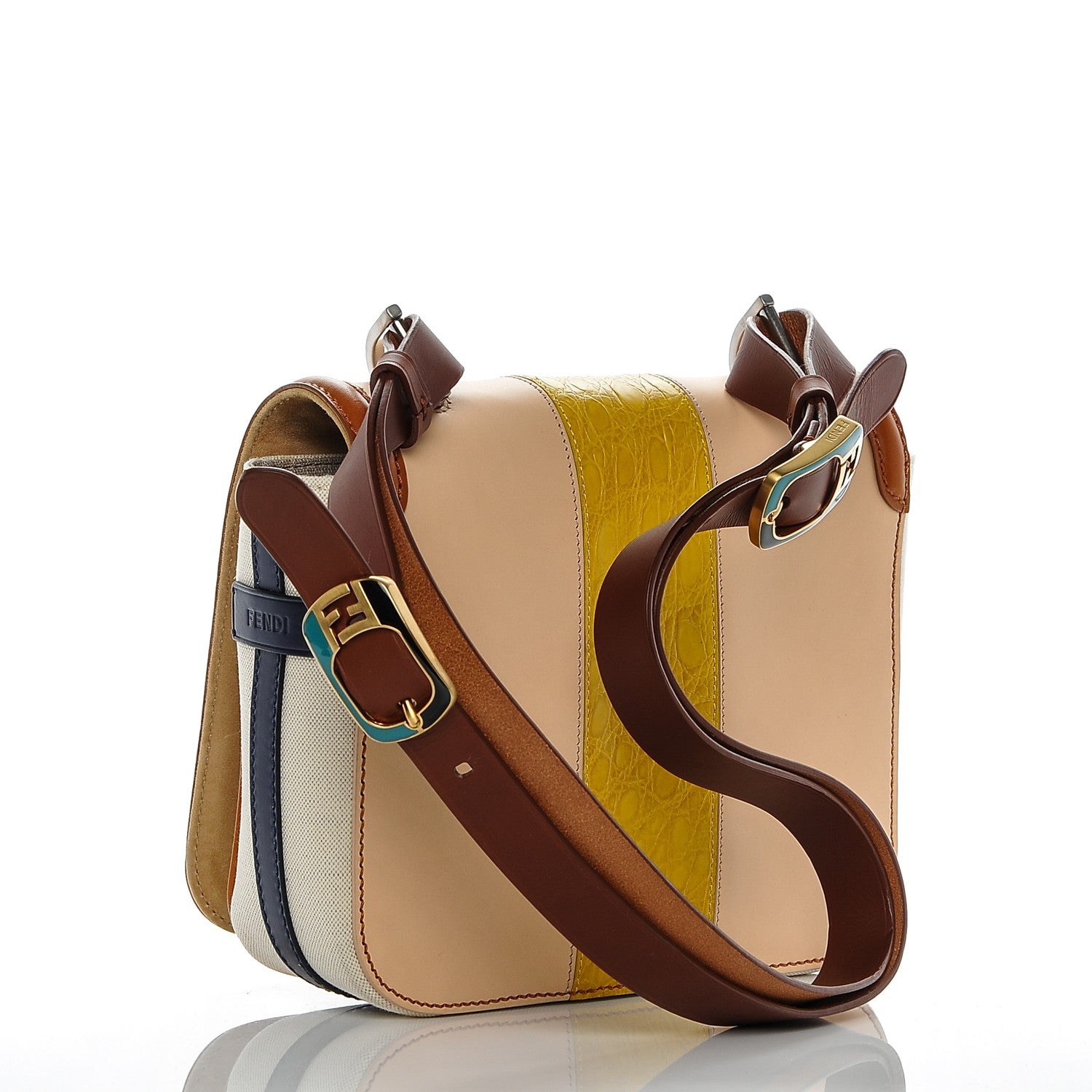 Fendi Alligator Calfskin Pattina Shoulder Bag Multicolor 3 of 6