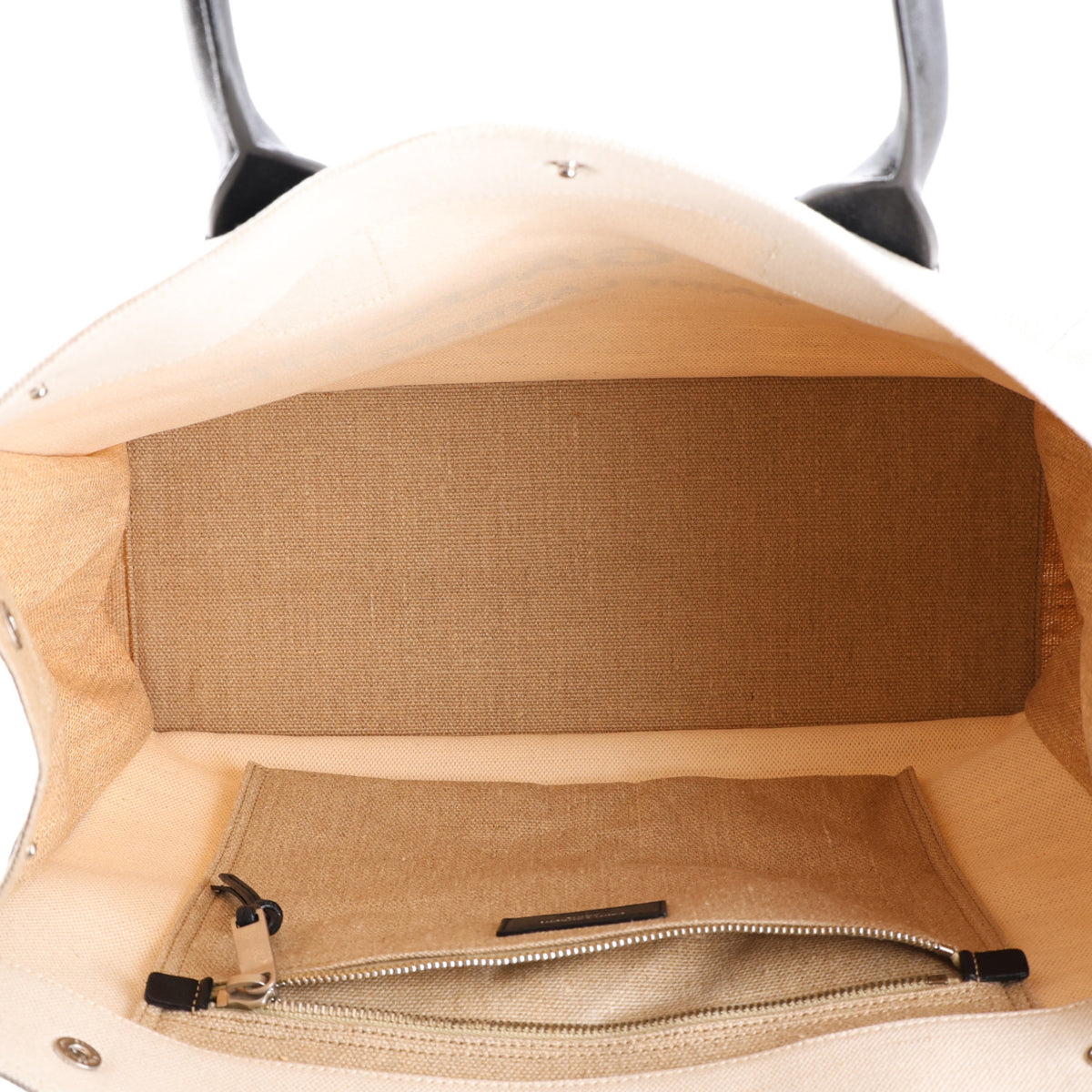 Saint Laurent Linen Calfskin Small Rive Gauche Tote Greggio Natural 4 of 9
