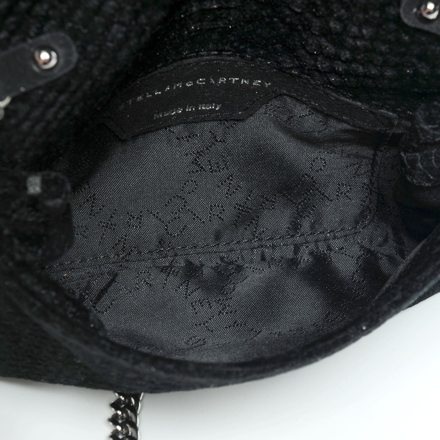 Python Embossed Velvet Falabella Crossbody Black