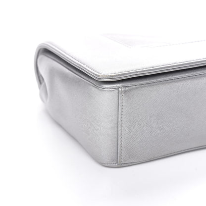Chanel Metallic Sheepskin Chevron Quilted Medium Vintage Mademoiselle Flap Silver 10 of 14