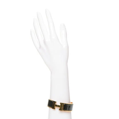 Hermes Enamel Wide Clic Clac H Bracelet GM Black 2 of 4