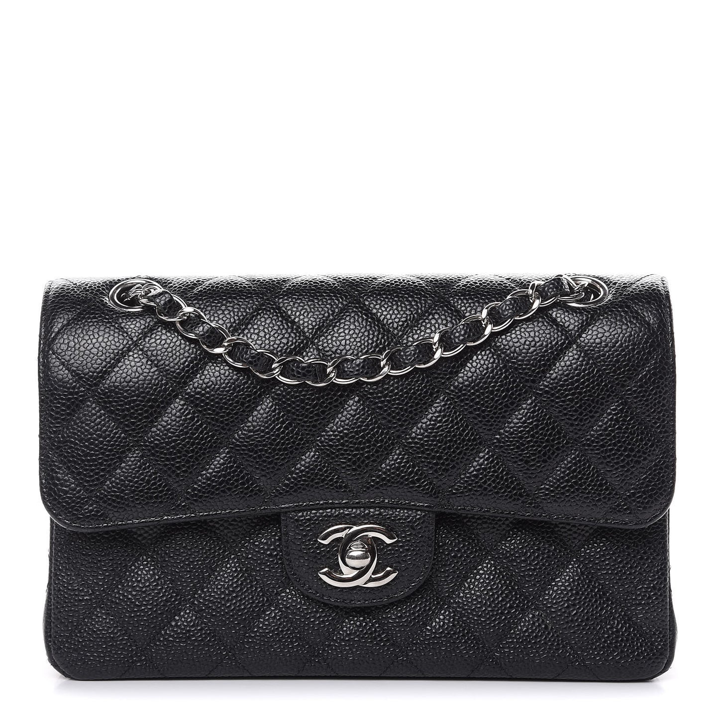 Caviar Quilted Small Double Flap Black