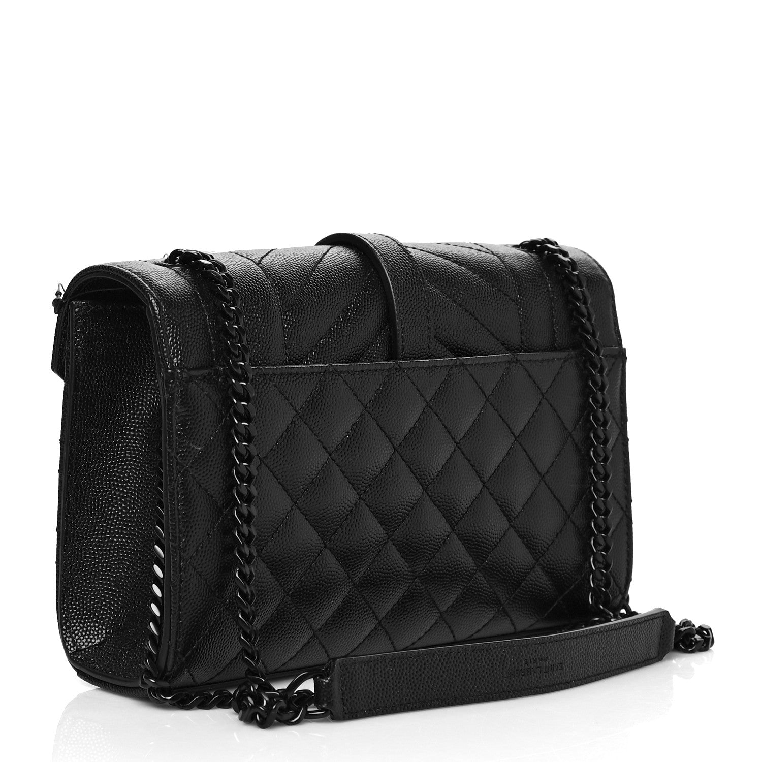 Saint Laurent Grain De Poudre Textured Mixed Matelasse Triquilt Small Monogram Satchel Black 3 of 10
